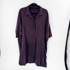 ✅ COS Purple Button-Up Shirt DRESS SIZE LARGE SHORT SLEEVE